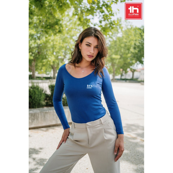 THC BUCHAREST WOMEN. Dames-T-shirt met lange mouwen en riem in katoen