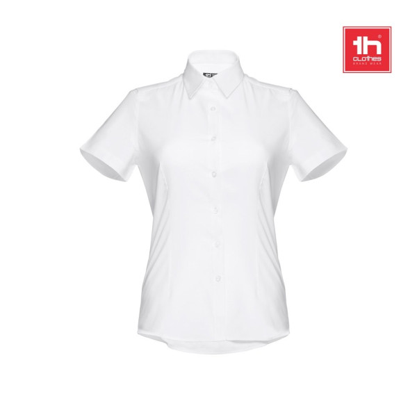 THC LONDON WOMEN WH. Oxford overhemd met korte mouwen voor dames. Witte kleur